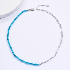 European and American style light luxury fashion ladies stitching design sense high-end natural crystal stone necklace