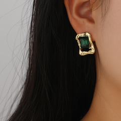 European and American niche design retro alloy rectangular color simple temperament female stud earrings