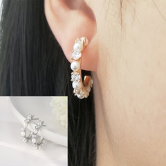 High-quality cold wind earrings 925 silver needle pearl earrings ladies diamond earrings spot