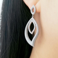 European and American wish earrings zircon fashion high-end creative leaf-shaped wild stud earrings