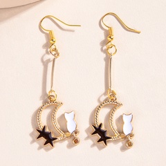 star moon cat earrings alloy