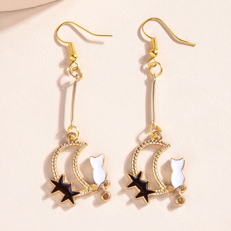 star moon cat earrings alloy's discount tags