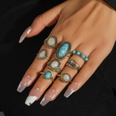 Vintage Alloy Inlaid Turquoise Geometric Ring Set of 8picture12