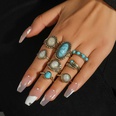 Vintage Alloy Inlaid Turquoise Geometric Ring Set of 8picture15