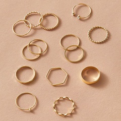 New Simple Style Circle Twist Wave Ring 14-Piece Set