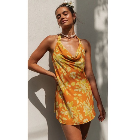 Nuevo vestido Sexy de encaje estampado con cuello Halter de verano 2022's discount tags