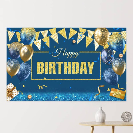 Fashion Blue Birthday Background Cloth Decoration Birthday Banner Door Curtain's discount tags