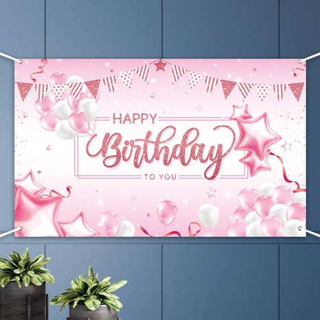 Pink Birthday Background Cloth Decoration Birthday Banner Door Curtain's discount tags