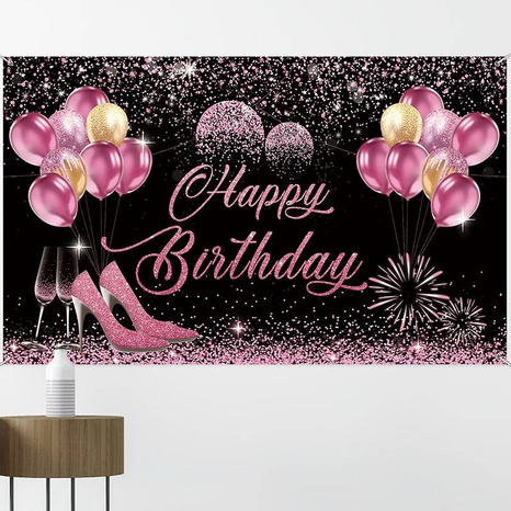 Black and Red Birthday Background Cloth Decoration Birthday Banner Door Curtain's discount tags