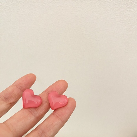 Fashion Cute Summer Jelly Pink Heart-shaped Water Ripple Resin Ear Studs Earrings's discount tags