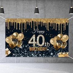 40-jahr-Alte Schwarz Gold Geburtstag Hintergrund Stoff Geburtstag Banner