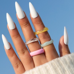 simple style Candy Color Resin Ring Four-Piece Set