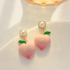 2022 neue Mode Rosa Pfirsich Form Perle Legierung Ohrringe