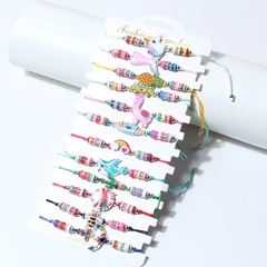 Bohème Alliage Gouttes Bracelet D'argile de Polymère Animaux Tressé Bracelet Costume