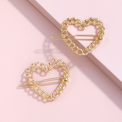 Fashion Cute Metal Chain Heart-Shaped Hairpin Hollow Fringe Side Clip