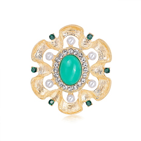 Fashion Retro Court Antique Replica Colored Gems Full Diamond Large Brooch's discount tags