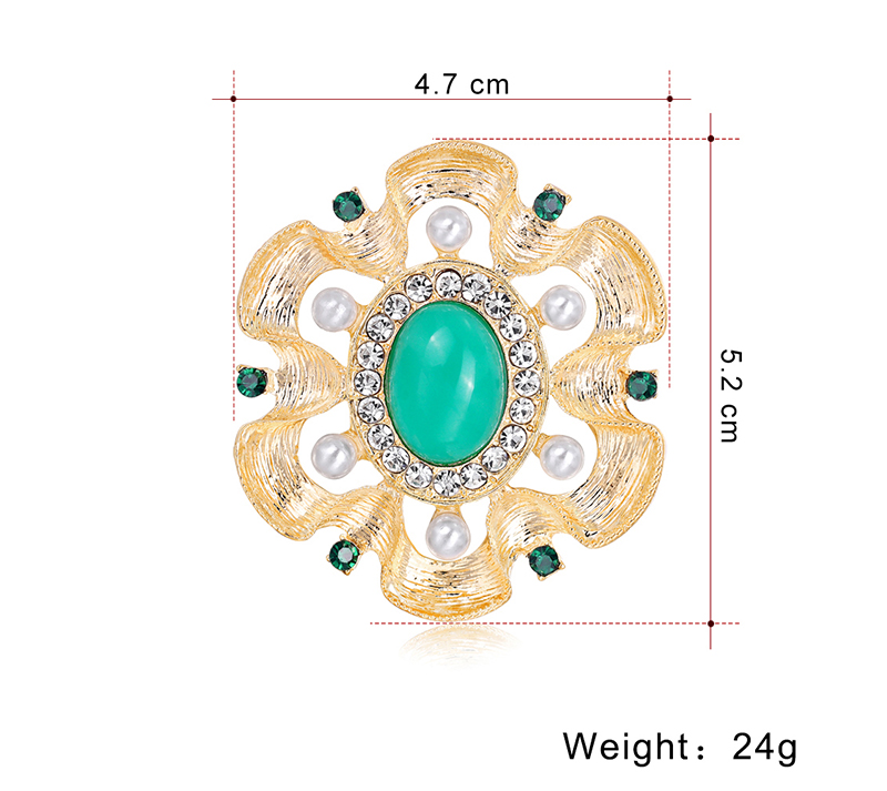 Mode Retro Gericht Antike Replik Farbige Edelsteine Volle Diamant Groe Broschepicture1