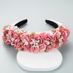 Fashion Baroque Flower Headband Rhinestone Sponge Three-Dimensional Hair Accessories