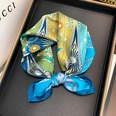 Korean green flower printing silk scarf wholesalepicture21