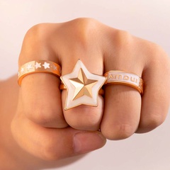 Conjunto de tres piezas anillo Irregular carta aceite goteo estrella blanca
