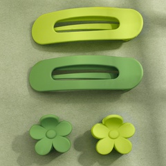 Fashion Simple High Ponytail Fixed Gadget Green Small Flower Duckbill Clip Headwear Women