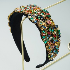 Fashion Baroque Handmade Sewing Color Glass Drill Flower Fabric Art Bridal Rhinestone Headband