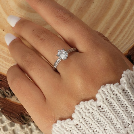 Fashion Bridal Diamond Ring Copper Inlaid Zircon Ring's discount tags