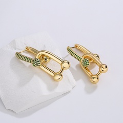 Creative Copper Plating 18K Gold Zircon Inlay Irregular Geometric Cross Earrings
