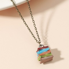 Fashion Ornament Oil Dripping Book Shaped Alloy Necklace