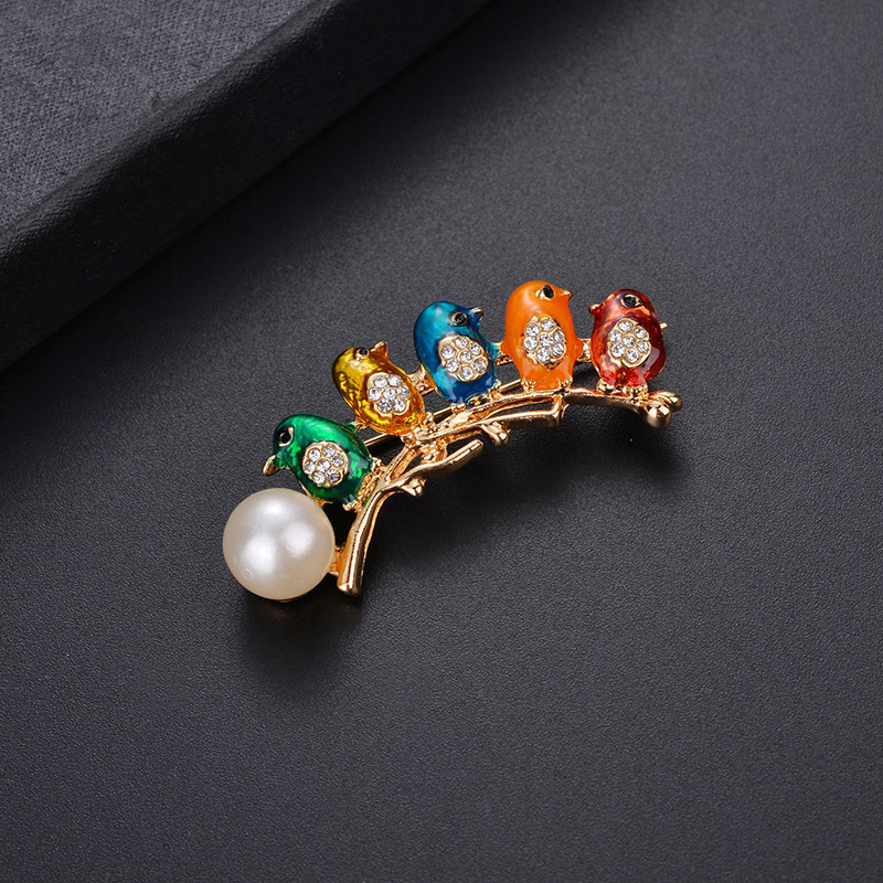 Fashion Ornament Oil Dripping Bird Shaped Alloy Broochpicture1