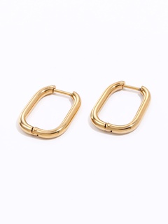 Mode Einfache Kreative Ornament Galvani 18K Gold Oval Edelstahl Ohrringe