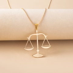 Simple Libra Pendent Round Beads Chain Alloy Necklace