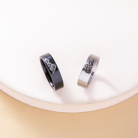 anillo de acero inoxidable con estampado de patrones simples para parejas's discount tags
