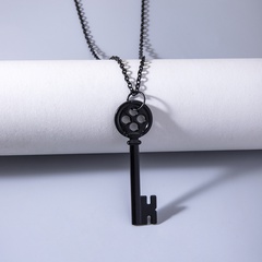 punk fashion geometric black key pendent alloy necklace