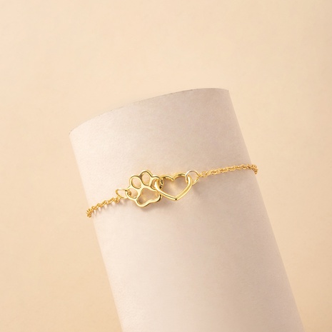 simple cat paw heart splicing alloy fine bracelet's discount tags