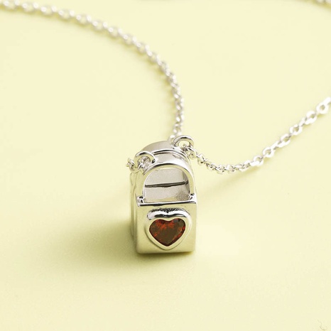 Light luxury niche heart lock S925 silver necklace's discount tags