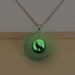 Mode-Mond-Edelstein-Wolf-Heulen-hängende leuchtende Legierungs-Halskette