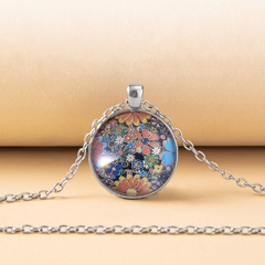 Fashion Time Stone Colorful Flowers Pendent Alloy Necklace