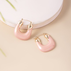 fashion geometric U-shaped candy alloy hoop earrings