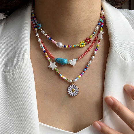 Fashion Retro Flower Necklace Female Turquoise Clavicle Chain's discount tags