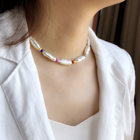 cadena de clavícula con cuentas de collar de perlas simple de moda's discount tags