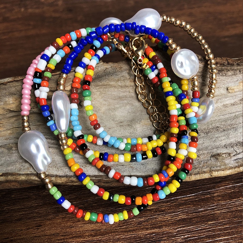 Bijoux Fantaisie Colliers | Collier De Perles De Forme Spciale Multicouches De Couleur Contraste Ethnique - JW07527