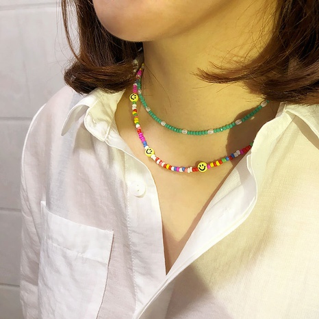 New jewelry boho handmade colored bead necklace female's discount tags