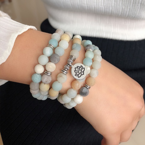 wholesale hand-beaded scrub fashion Amazon stone lotus alloy bracelet women's discount tags
