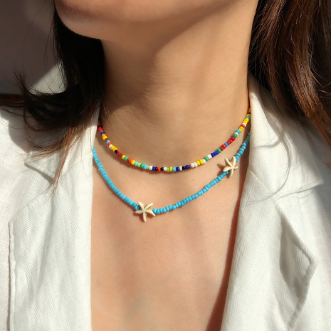collier multicouche étoile de mer chaîne de clavicule perlée de style ethnique rétro's discount tags
