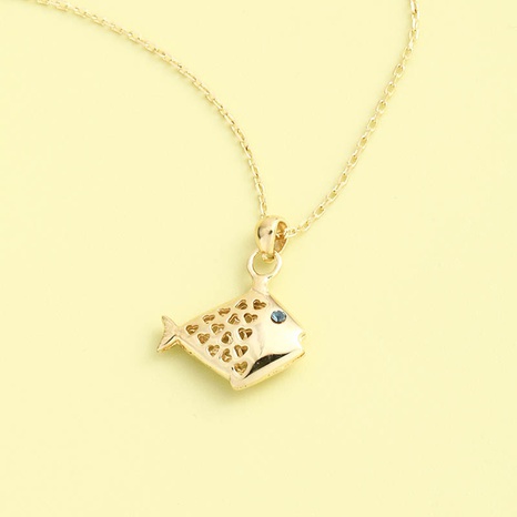 Light luxury simple small fish inlaid zirconium S925 silver necklace's discount tags