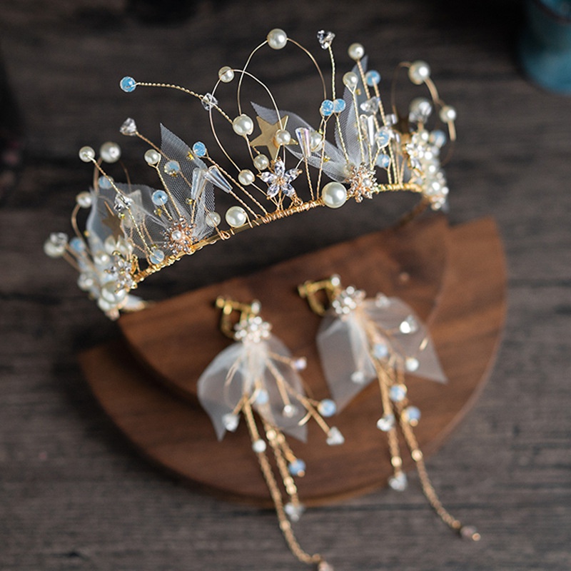 Kopfbedeckung der Braut se Krone Haarschmuck Hochzeitsschmuck OhrringAccessoires