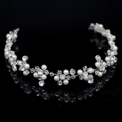 Accesorios de vestido de boda de Tiara de cristal de diadema de perlas hechas a mano para novia nueva