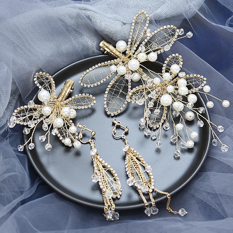 Bride Wedding Golden Baroque Leaf Hairpin Clip Combination Suit's discount tags