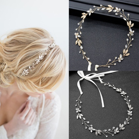 Bridal jewelry leaves rhinestone hairband bridal wedding headdress's discount tags